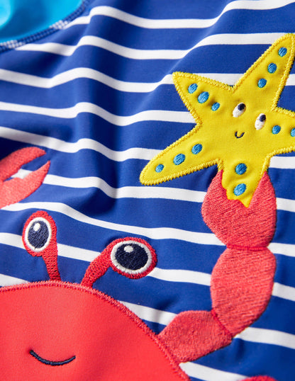Appliqué Rash Guard-Blue Wave Sealife
