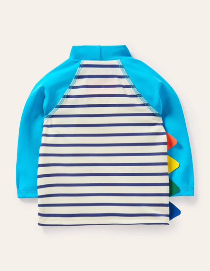 Appliqué Rash Guard-Ivory/Starboard Crocodile
