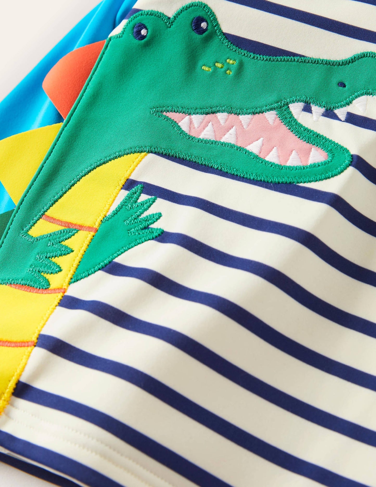 Appliqué Rash Guard-Ivory/Starboard Crocodile