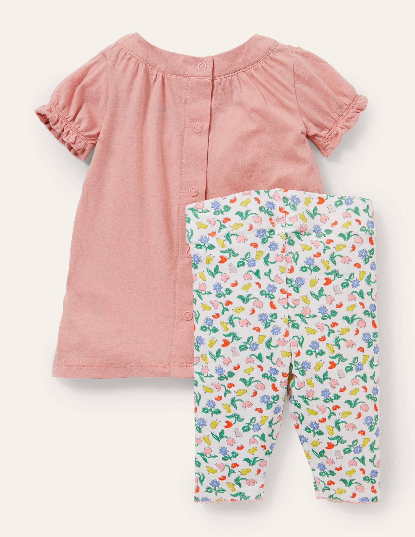Appliqué Dress and Legging Set-Ivory Baby Chicks