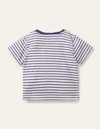 Appliqué Breton T-shirt-Ivory/Starboard Ice cream
