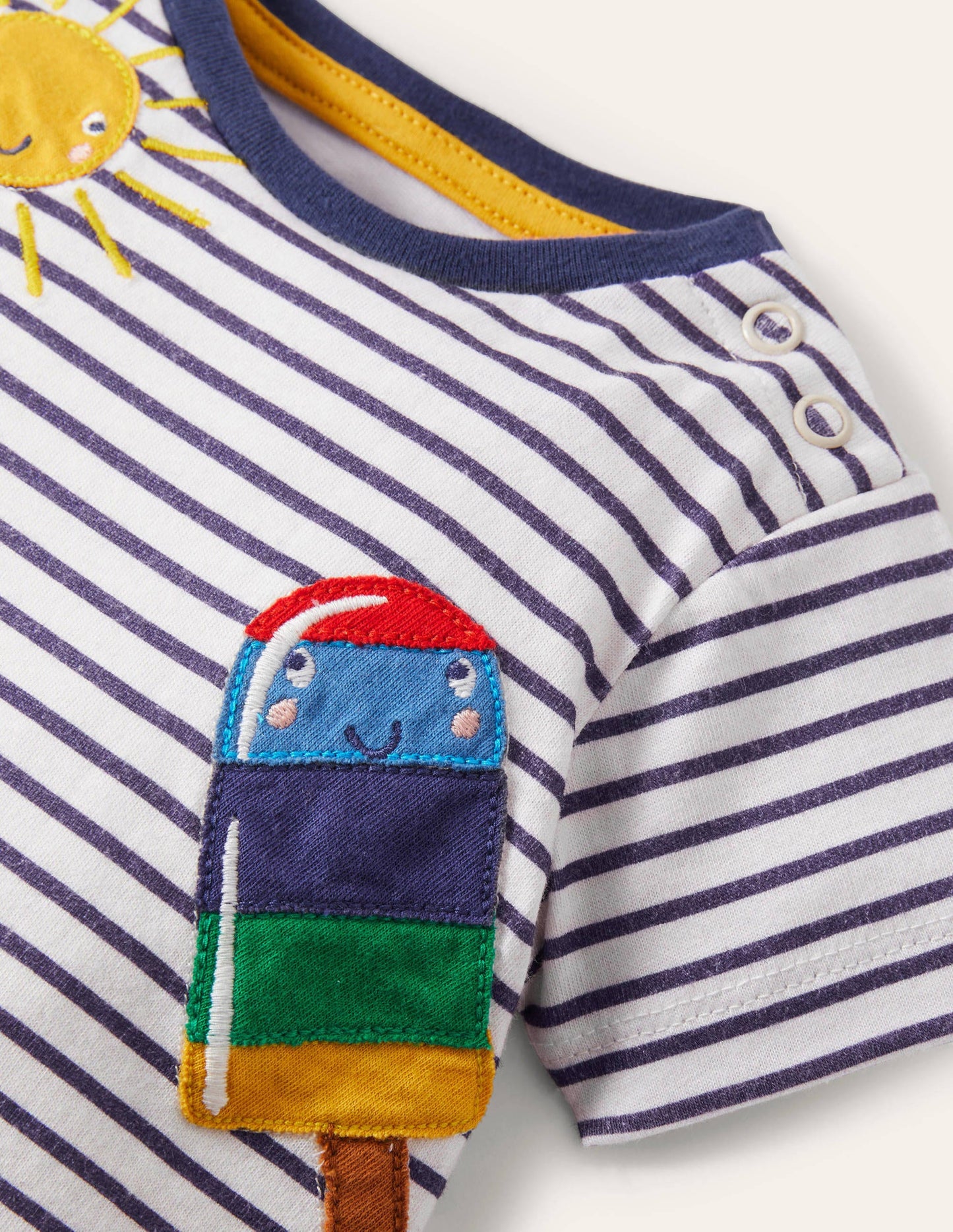 Appliqué Breton T-shirt-Ivory/Starboard Ice cream
