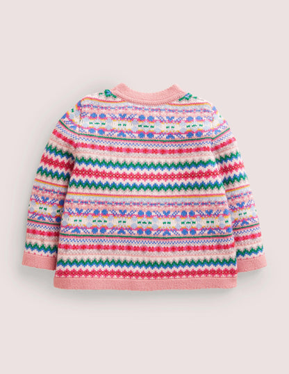 All-over Fair Isle Cardigan-Boto Pink Fair Isle