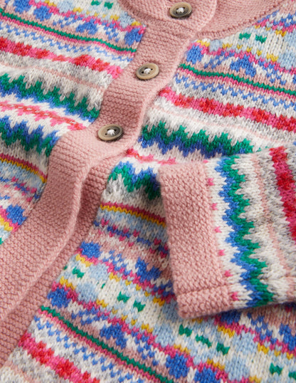 All-over Fair Isle Cardigan-Boto Pink Fair Isle