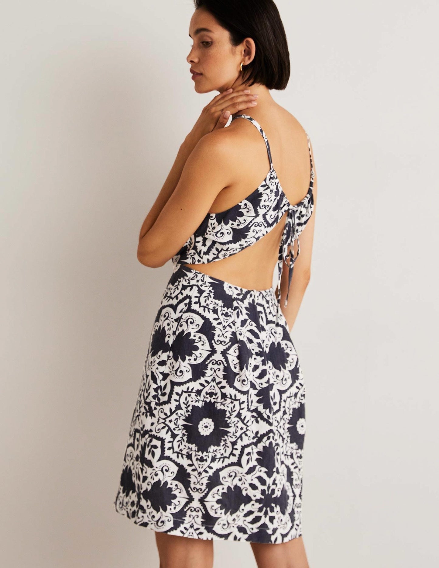 Back Detail Mini Dress-Navy, Bloomsbury