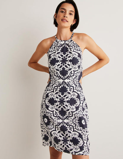 Back Detail Mini Dress-Navy, Bloomsbury