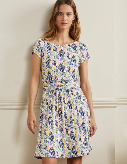 Amelie Jersey Dress-Multi, Lemon Foliage
