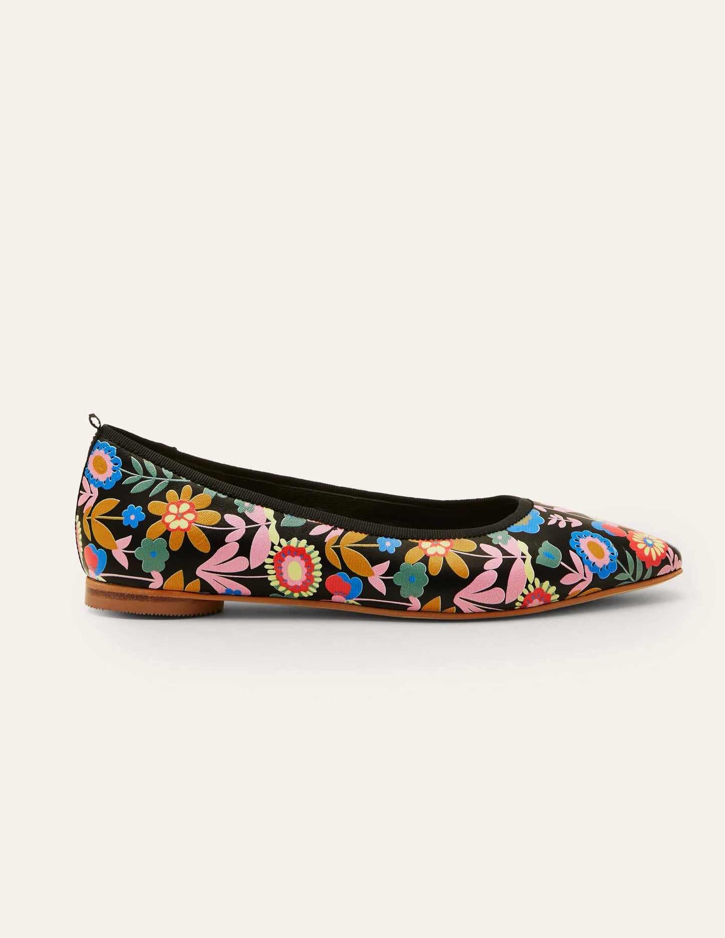 Almond Toe Ballerinas-Black, Flora Bloom