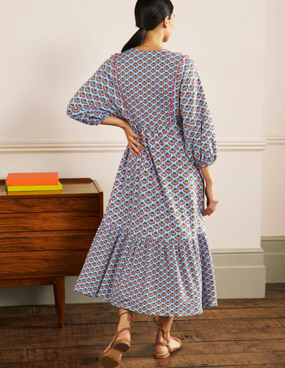 Anita Jersey Midi Dress-Dusty Blue, Oriental Bud