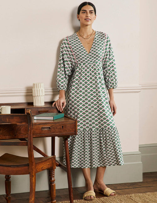 Anita Jersey Midi Dress-Ivy, Oriental Bud