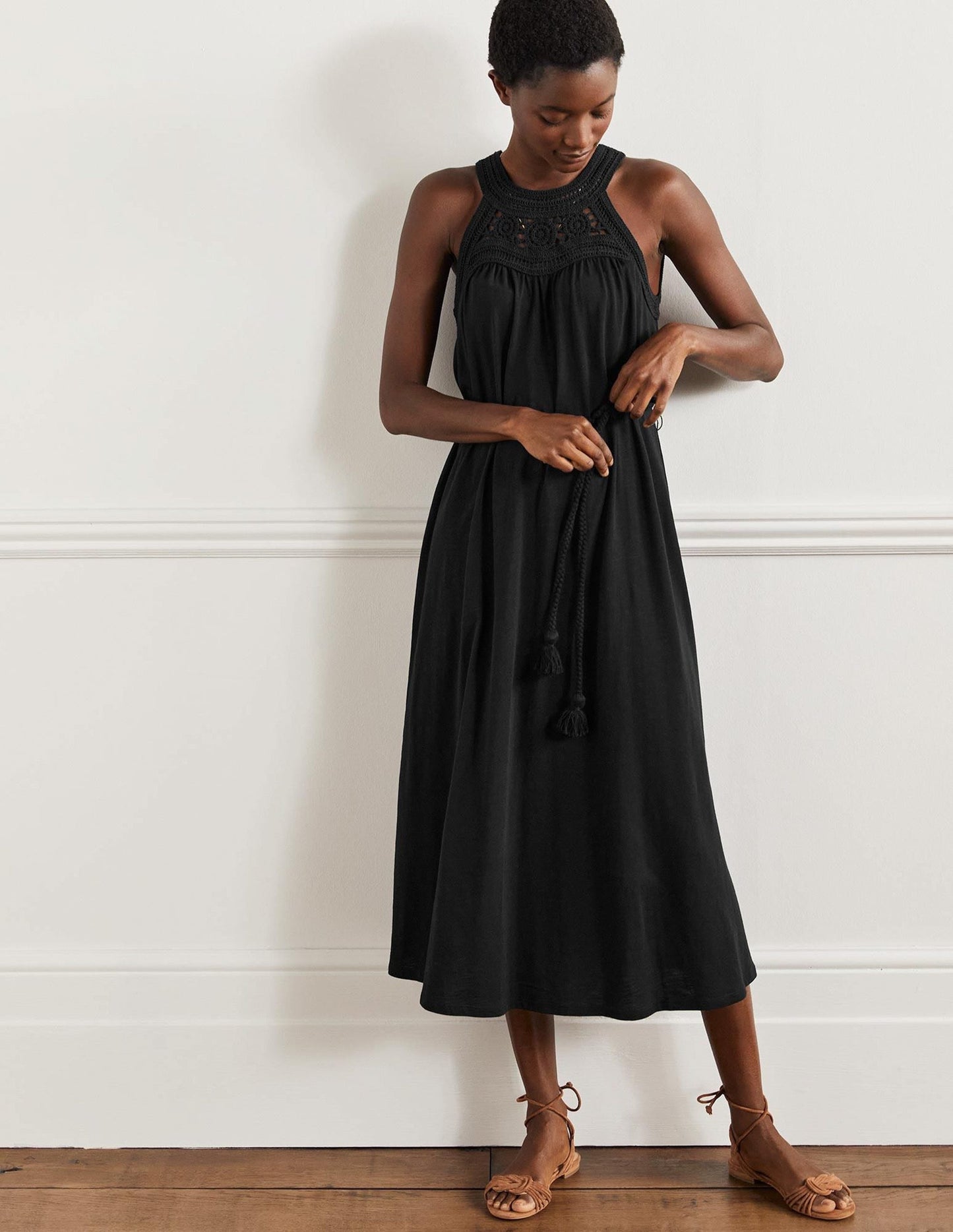 Anais Jersey Midi Dress-Black