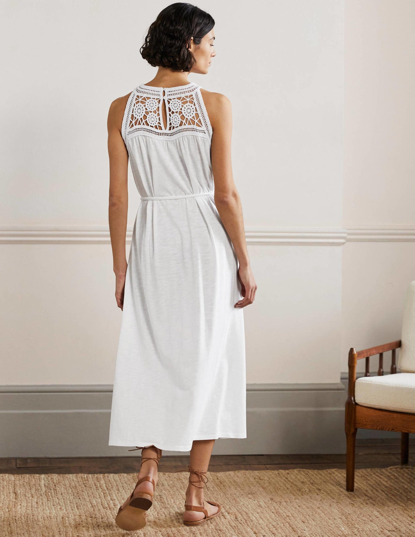 Anais Jersey Midi Dress-White