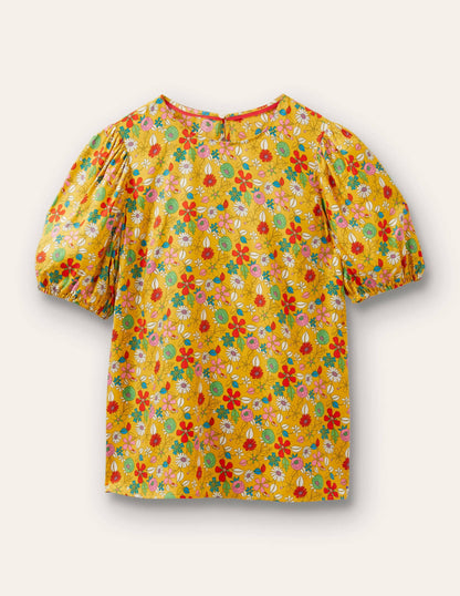 Adriana Puff Sleeve Top-Honeycomb, Ditsy Bloom