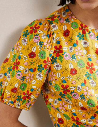 Adriana Puff Sleeve Top-Honeycomb, Ditsy Bloom
