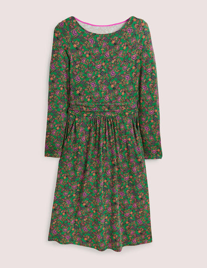 Abigail Jersey Dress-Highland Green, Exotic Floral