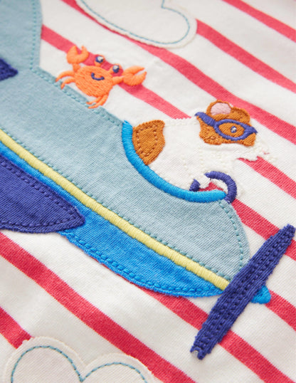 Appliqué Animal T-shirt-Ivory/Jam Guinea Pig
