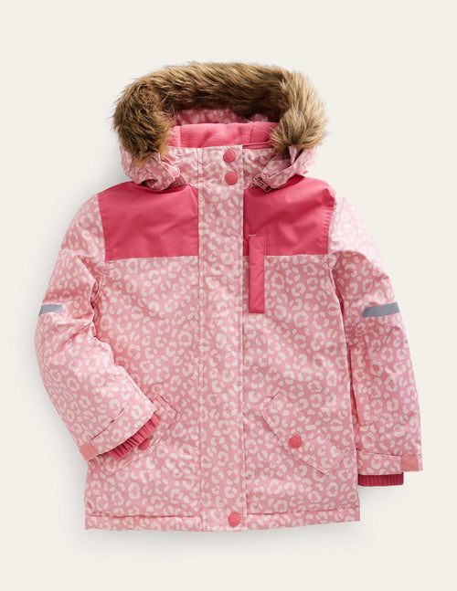 All-weather Waterproof Jacket-Pink Leopard