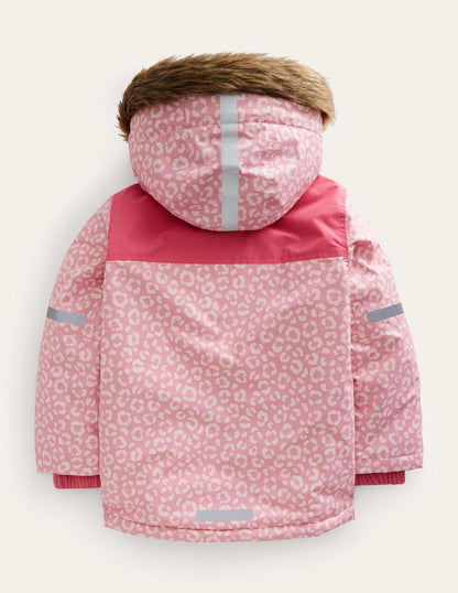 All-weather Waterproof Jacket-Pink Leopard