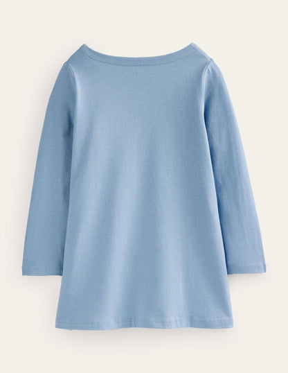 Appliqué Jersey Tunic-Pebble Blue Cats