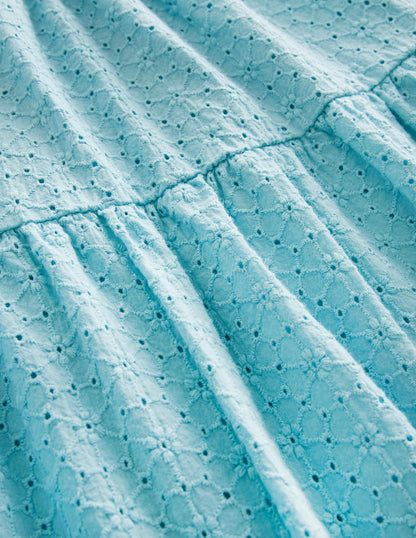 All Over Broderie Dress-Aqua Sea