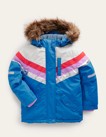 All-weather Waterproof Jacket-Ivory/Bluing Blue Floral