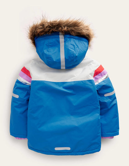 All-weather Waterproof Jacket-Ivory/Bluing Blue Floral