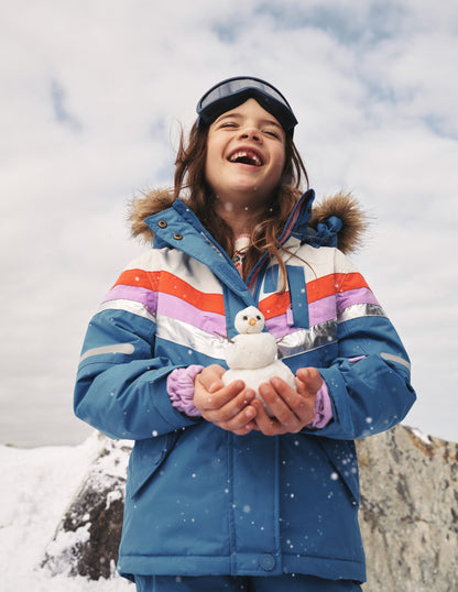 All-weather Waterproof Jacket-Ivory/Bluing Blue Floral