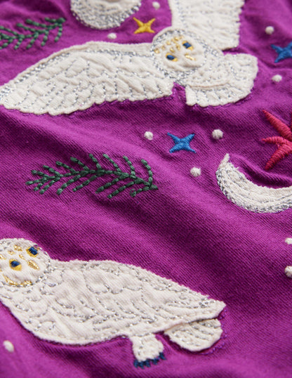 Appliqué Jersey Dress-Chrysanthemum Purple