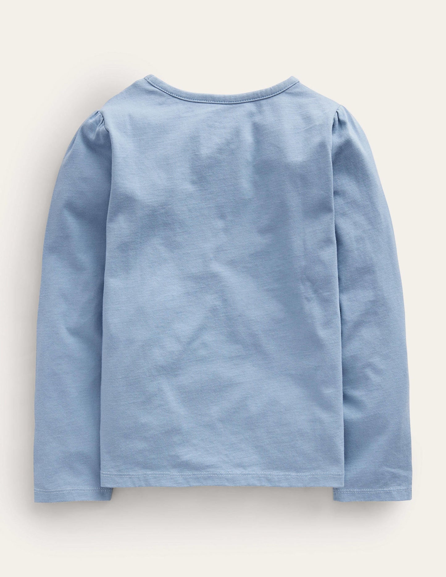 Appliqué Puff-Sleeve Top-Pebble Blue Ballerina