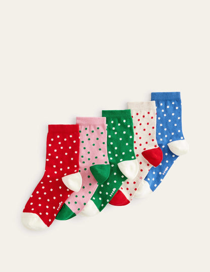 5 Pack Ankle Socks-Spot