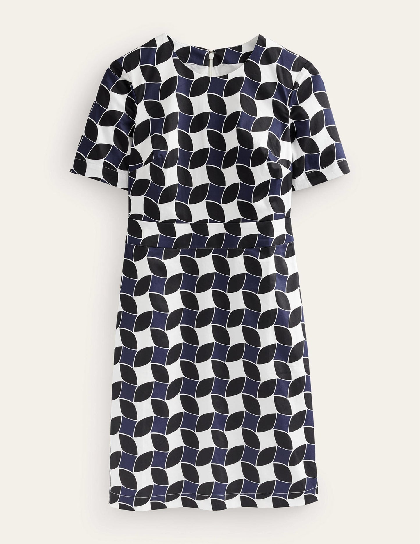 Alexa Cotton Shift Dress-Navy, Abstract Diamond