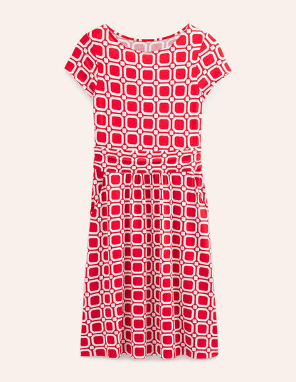 Amelie Jersey Dress-Hot Pepper, Block Cube