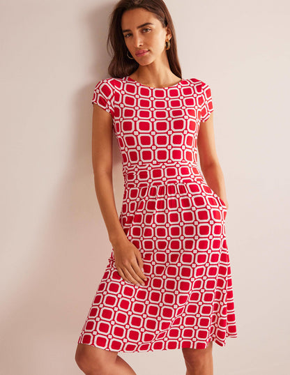 Amelie Jersey Dress-Hot Pepper, Block Cube