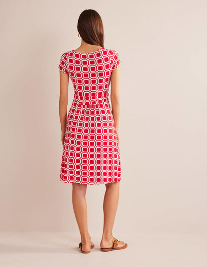 Amelie Jersey Dress-Hot Pepper, Block Cube