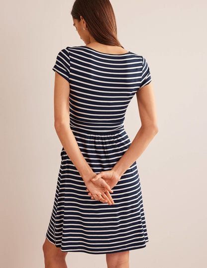Amelie Jersey Dress-Navy/Ivory
