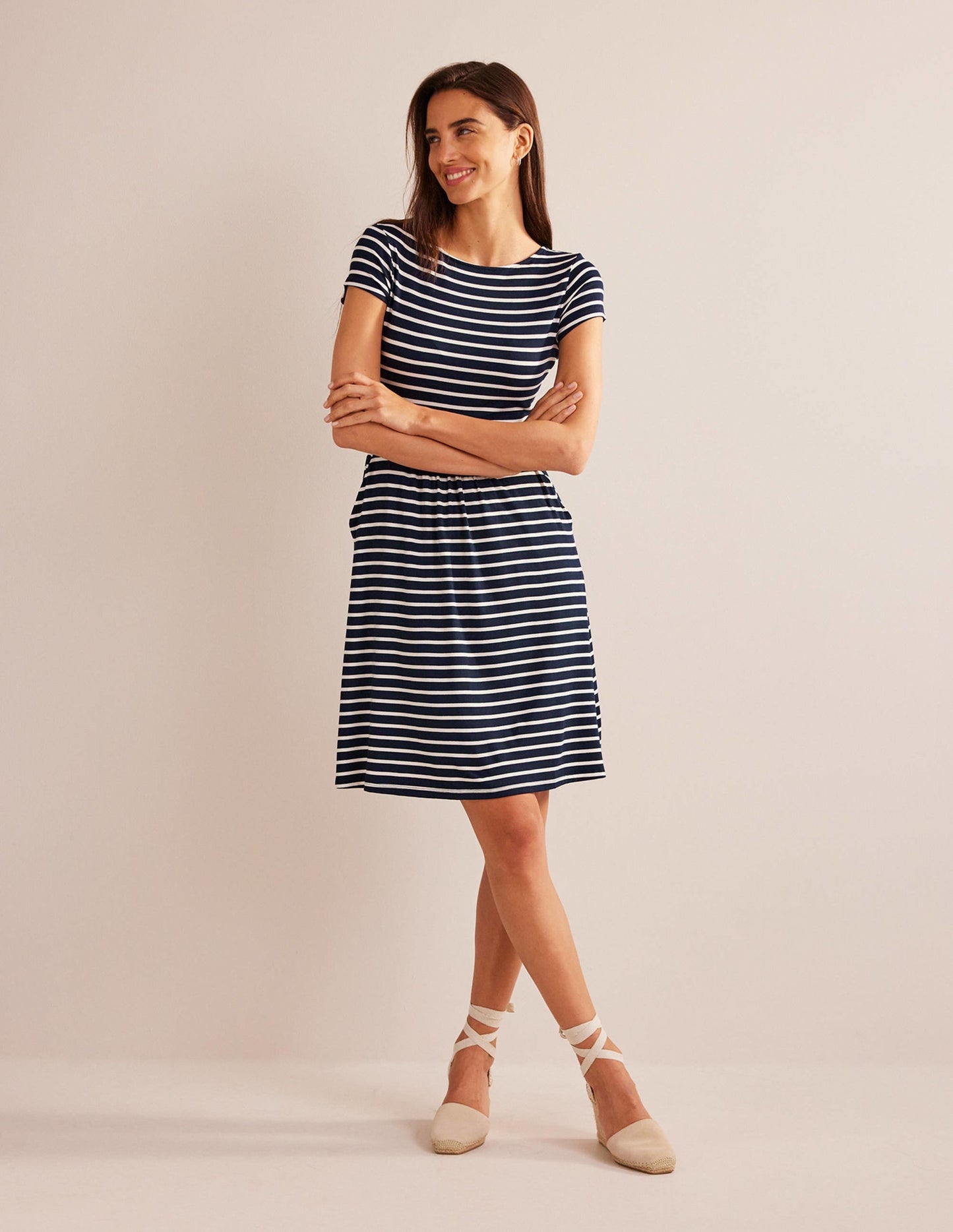 Amelie Jersey Dress-Navy/Ivory