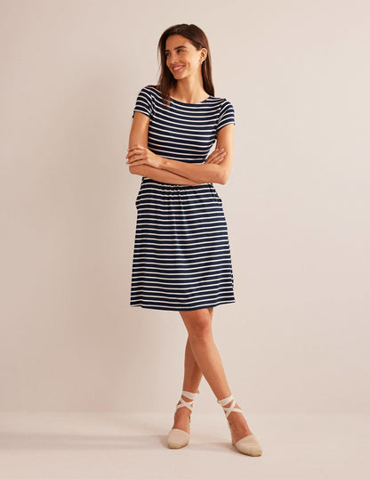 Amelie Jersey Dress-Navy/Ivory