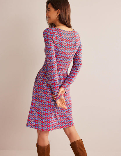 Abigail Jersey Dress-Hot Pepper, Geo Petal