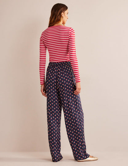 Anna Rib Crew T-Shirt-Peach Skin, Hot Pepper Stripe
