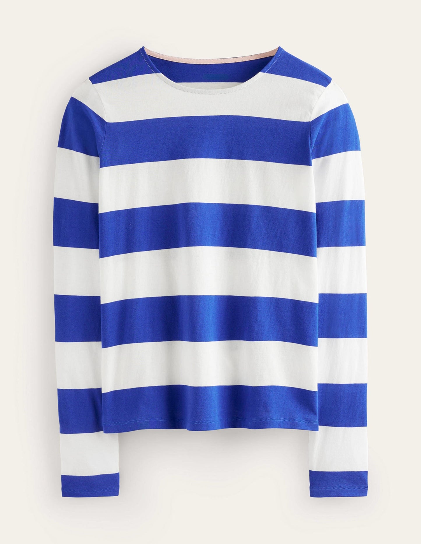 Bea Long Sleeve Breton-Blue, Ivory Wide Stripe