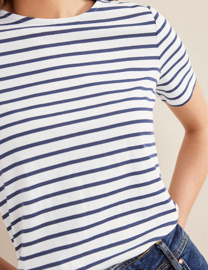Bea Short Sleeve Breton-Ivory, Navy