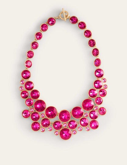 Andrea Jewel-Cluster Necklace-Hot Pink