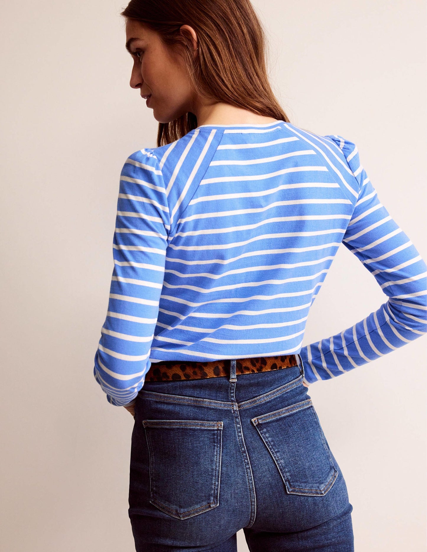 Arabella Stripe T-Shirt-Marina, Ivory