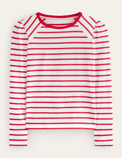 Arabella Stripe T-Shirt-Hot Pepper, Ivory
