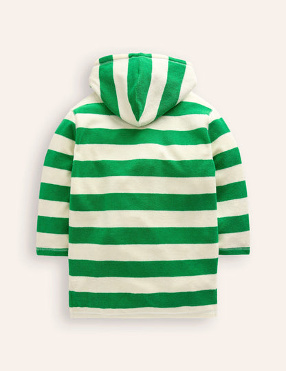Appliqué Towelling Throw-on-Sapling Green/ Ivory Stripe