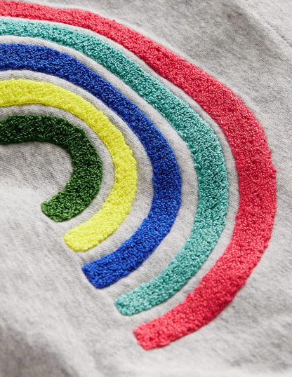 Appliqué Rainbow Hoodie-Silver Marl Rainbow