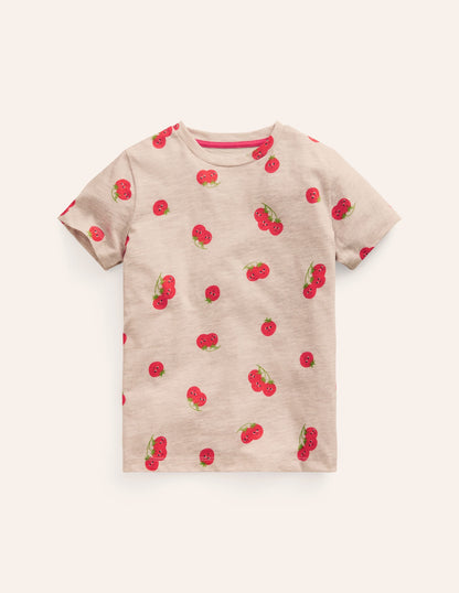 All-over Printed T-Shirt-Oatmeal Marl Tomatoes