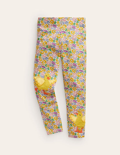 Appliqué Leggings-Yellow Spring Bloom