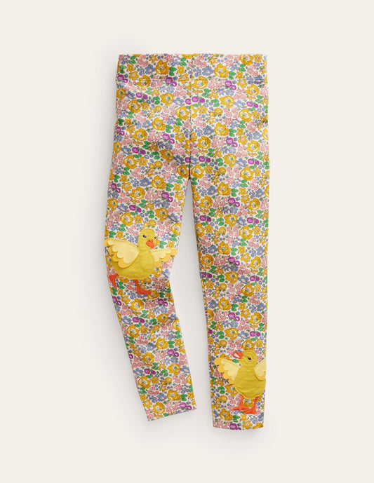 Appliqué Leggings-Yellow Spring Bloom