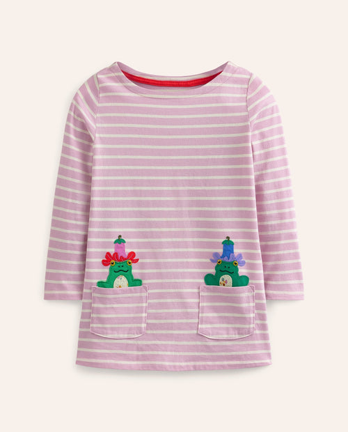Appliqué Jersey Tunic-Sugared Almond Pink/Ivory